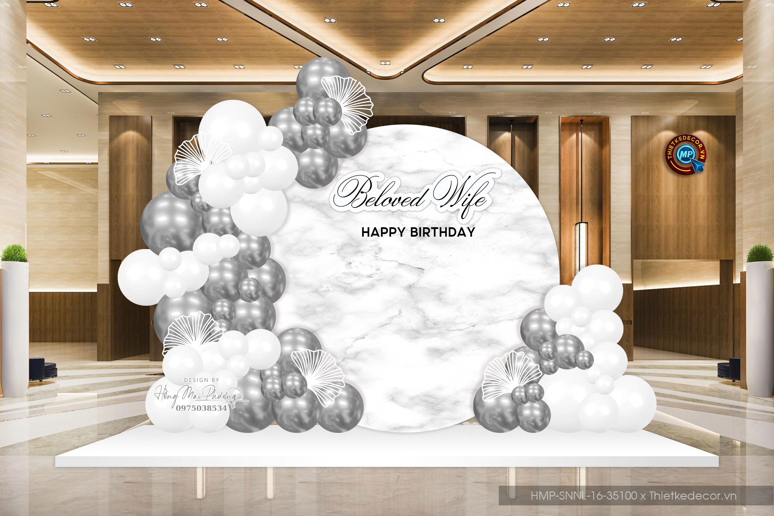 Trang trí tiệc sinh nhật người lớn. File thiết kế Backdrop đơn giản sang trọng.